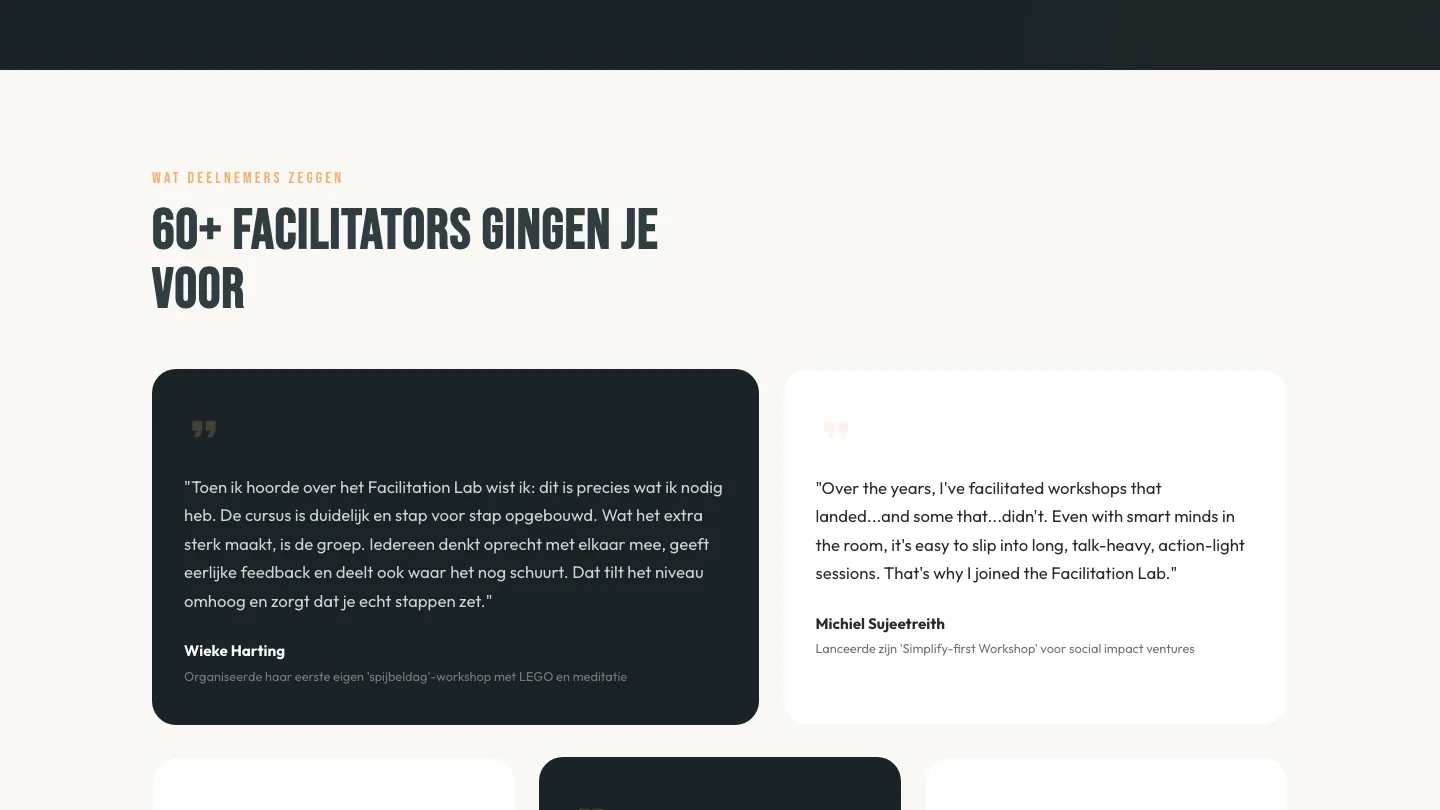Facilitation Lab content sectie